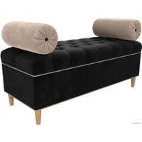 Банкетка Лига диванов Глория 113667 (велюр черный/бежевый/бежевый)