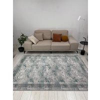 Ковер для жилой комнаты Radjab Carpet Афина Прямоугольник 9008A 12806RK (0.8x1.5, Grey/Green)
