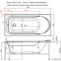 Ванна Aquanet West 150x70 (с каркасом)