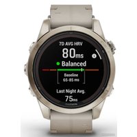 Умные часы Garmin Fenix 7S Pro Sapphire Solar (мягкое золото/известняк, с кожаным и силиконовым ремешками)
