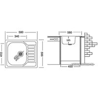 Кухонная мойка Ukinox Гранд GRP580.500 --GT8K 1R- (с сифоном)