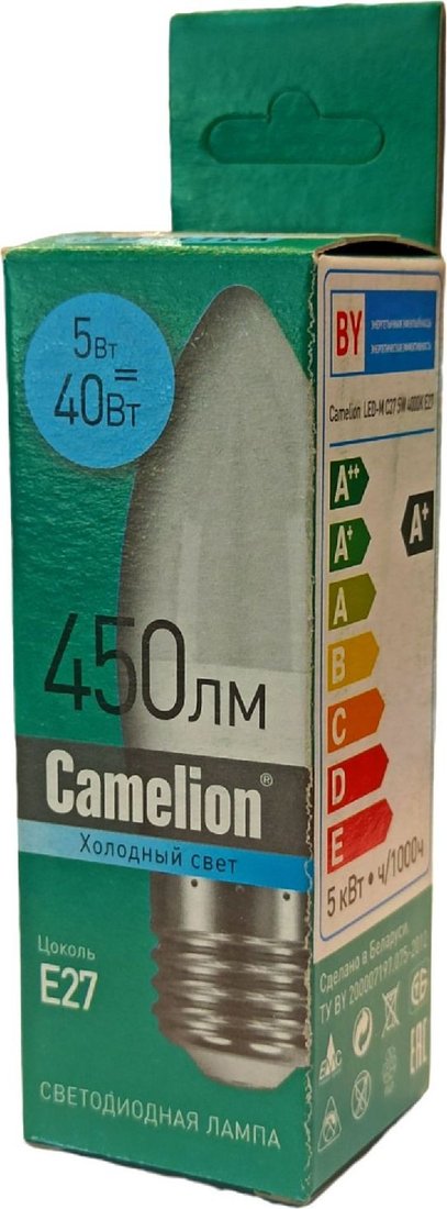 

Светодиодная лампочка Camelion Е27 5Вт 4000K С37 15052