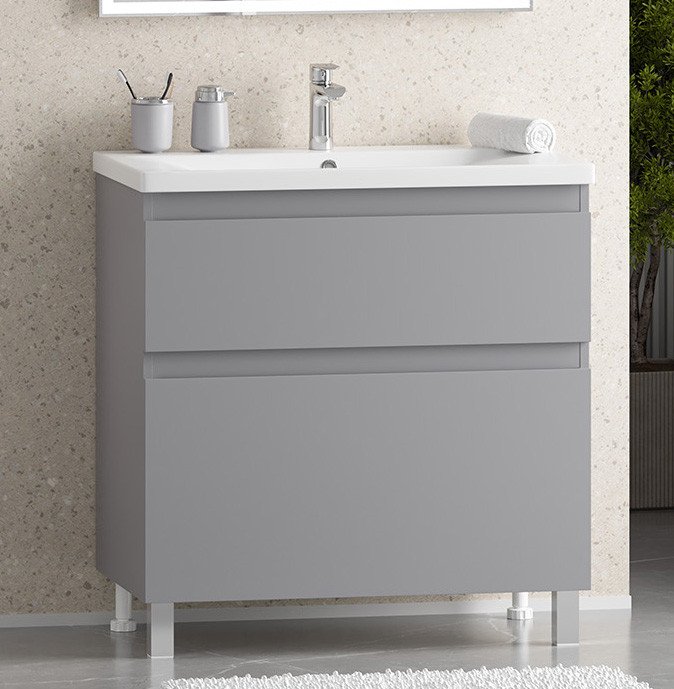 

Misty Тумба с умывальником Лаки 80 П-Лак-01080-5012Я+RCW-140380WH