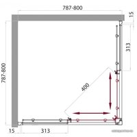 Душевая кабина BelBagno Uno-Cab-A-2-80-C-Cr-Top (прозрачное стекло)