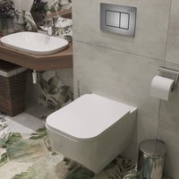 Унитаз подвесной Roxen Boro One Rimless 6 в 1 StounFix Dual Fresh 621774 (оружейная сталь/металл)