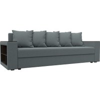 Диван Лига диванов Дубай Лайт полки слева 132282L (рогожка Амур 07 серый)