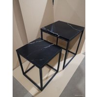 Журнальный столик LoftyHome Годмар 5 1627380 (мрамор блэк/черный)