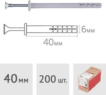 Дюбель-гвоздь Koelner FX-06K040-200 (200 шт)