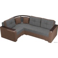 Угловой диван Лига диванов Комфорт 102598 (левый, рогожка, серый/коричневый)