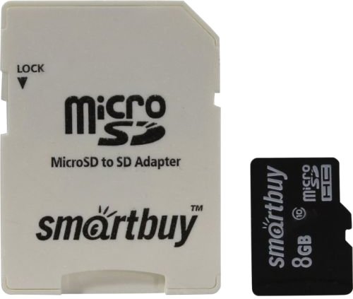 

Карта памяти SmartBuy microSDHC SB8GBSDCL10-01_С 8GB (с адаптером)