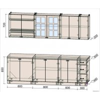 Готовая кухня Интерлиния Мила Деко 2.5 А (слоновая кость/кастилло темный)