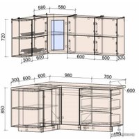 Готовая кухня Интерлиния Мила Матте 1.5x1.7 А правая (белый-мята-опал светлый)