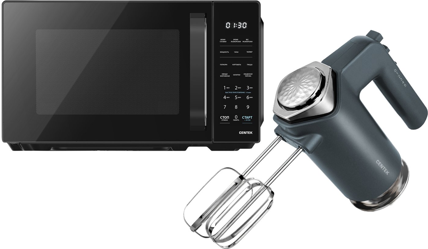 

Микроволновая печь CENTEK CT-1551 (черный) + Миксер CT-1100
