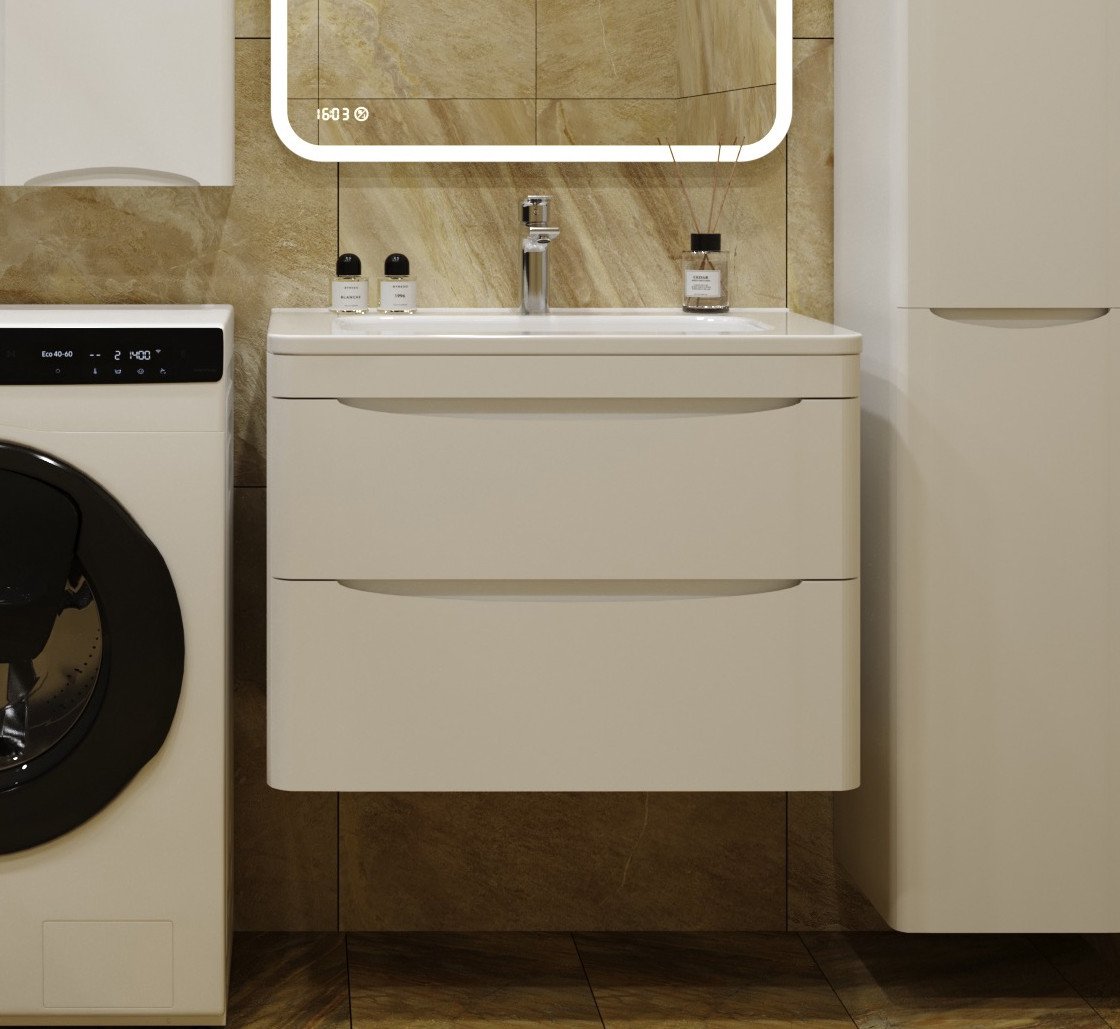 

Symbolite Тумба под умывальник Бергамо мини 70 Люкс Plus 2 ящика + Каре Люкс Мини 70х35 (подвесная, белый)