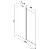 Стеклянная шторка для ванны Mexen Flip Chrome Matt 100