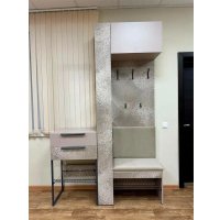 Стенка Алисия Сольера мод.1 (ЛДСП Мунлайт/ЛДСП Велюр/Ткань Light Grey)