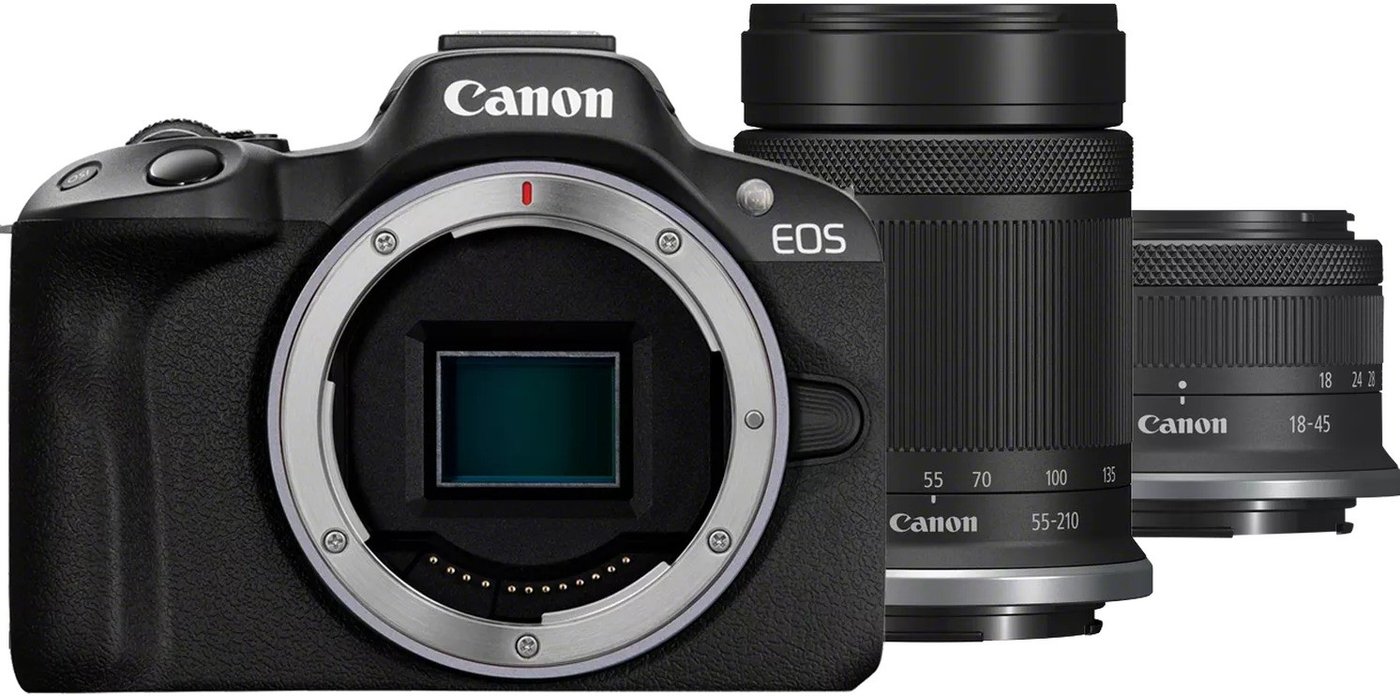 Беззеркальный фотоаппарат Canon EOS R50 Kit RF-S 18-45mm IS STM + RF-S 55-210mm IS STM (черный)