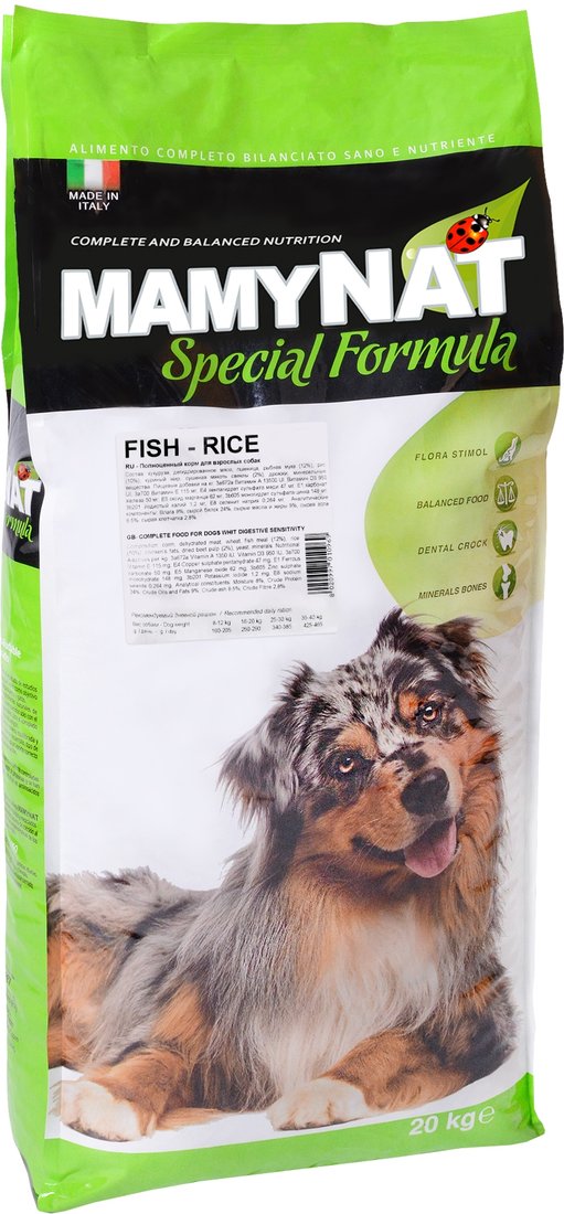 

Сухой корм для собак MamyNat Fish and Rice 20 кг