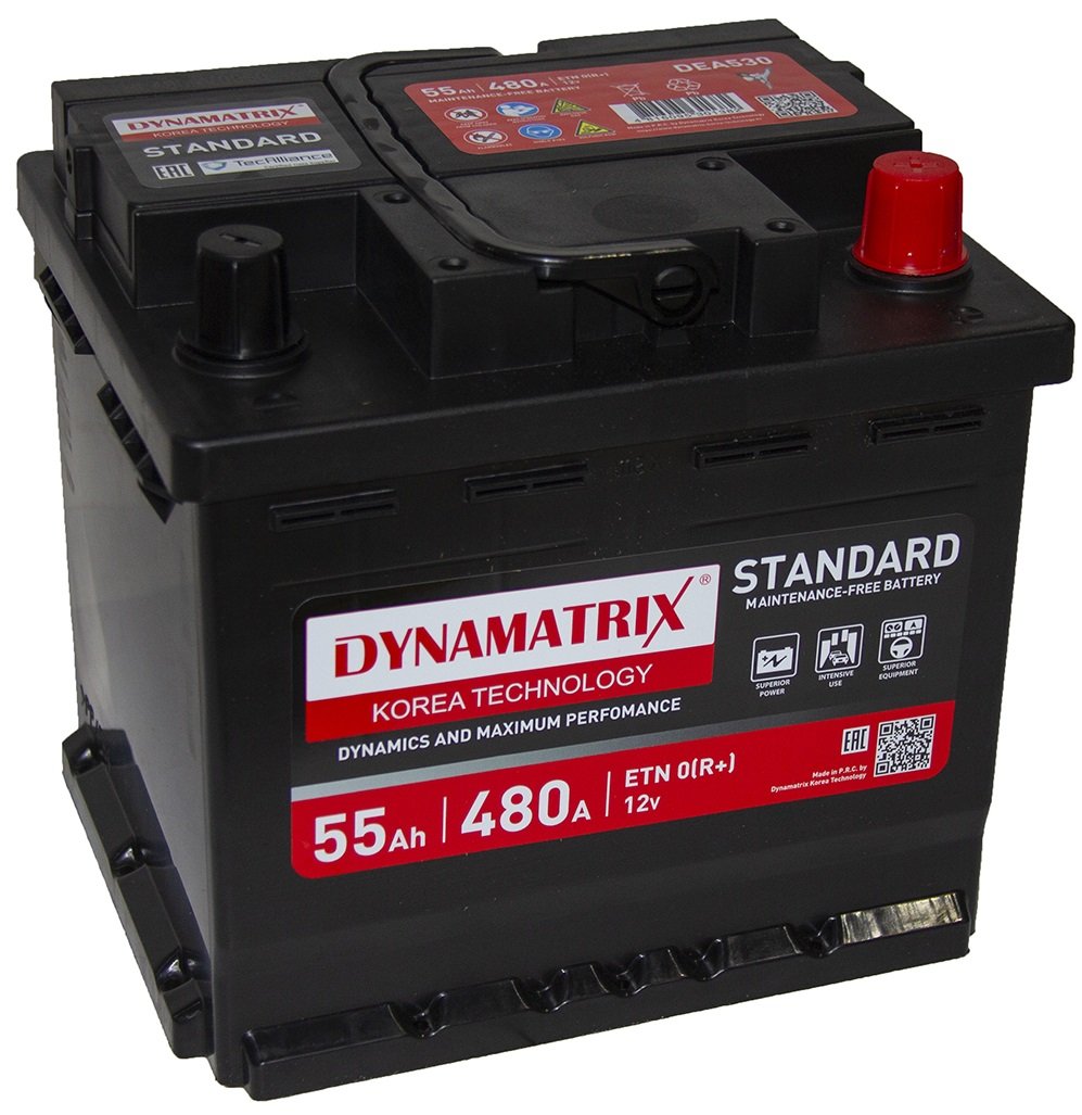 

Автомобильный аккумулятор Dynamatrix Standard R+ 480A (55 А·ч)