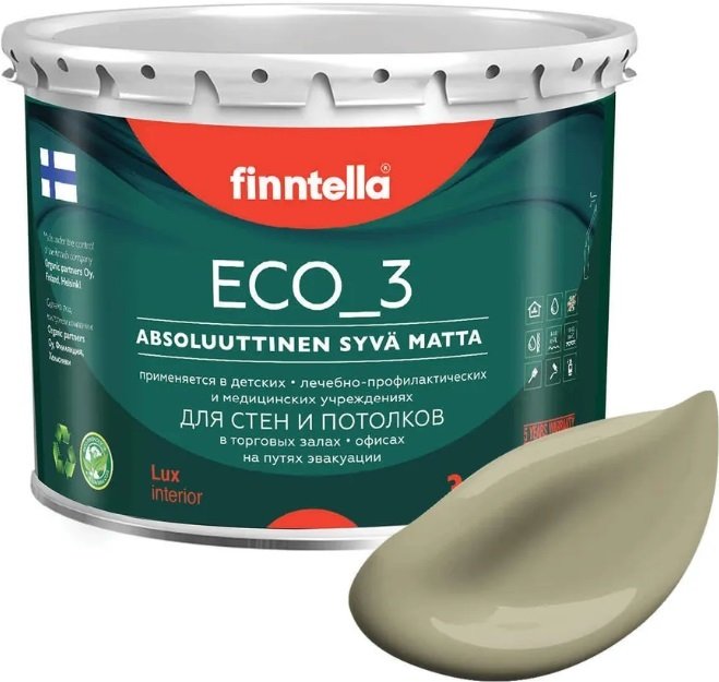 

Краска Finntella Eco 3 Wash and Clean Wai F-08-1-3-LG156 2.7 л (серо-зеленый)