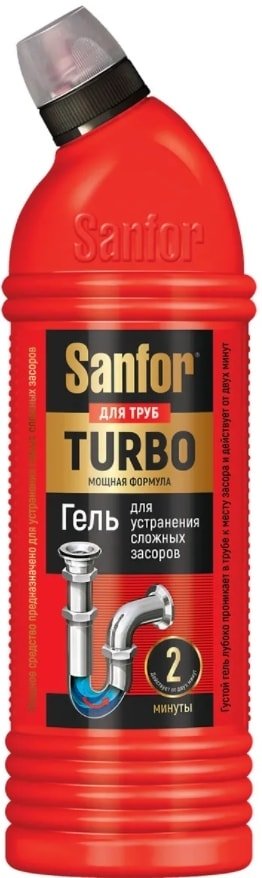 

Средство для труб Sanfor Turbo для очистки канализационных труб 500 мл