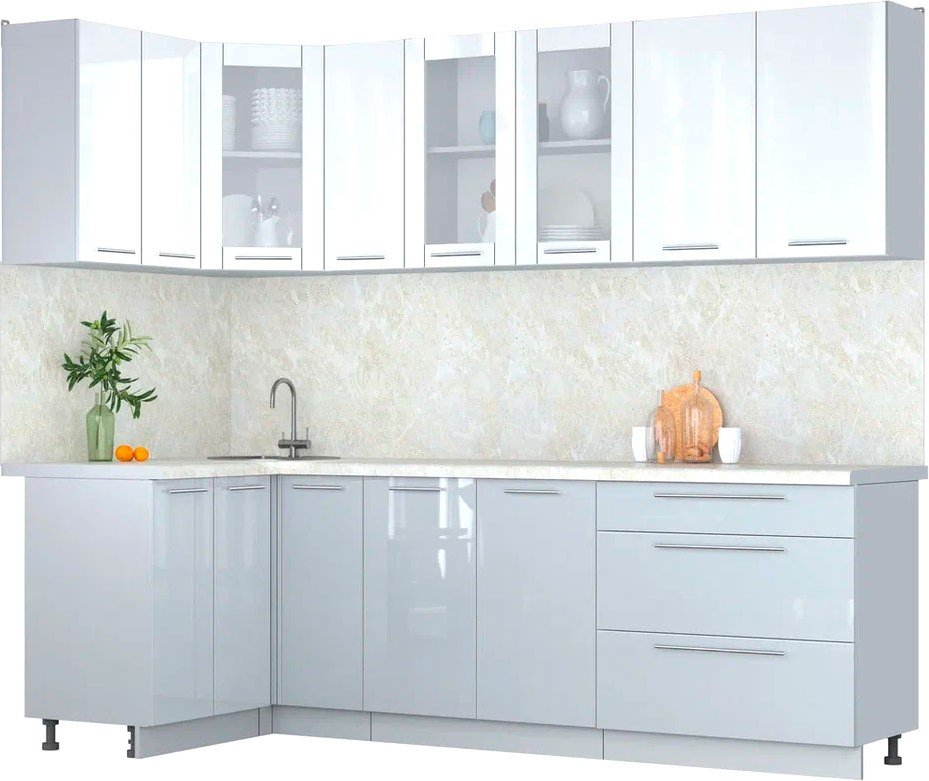 

Готовая кухня Интерлиния Мила Пластик 1.2x2.5 (белый глянец/туманный глянец/опал светлый)