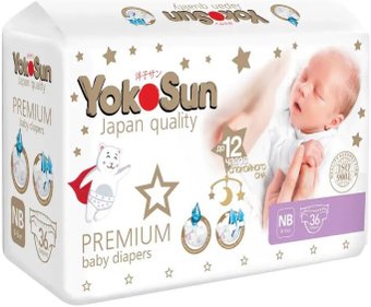 Подгузники YokoSun Premium NB (36 шт)
