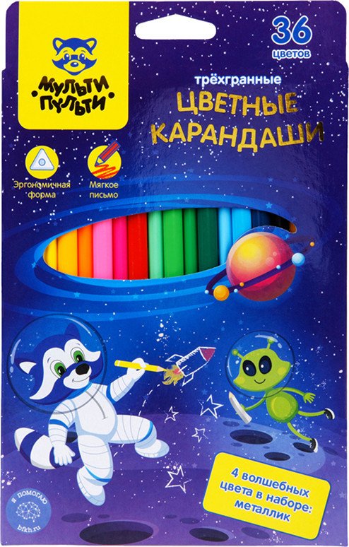 

Набор цветных карандашей Мульти-пульти Енот в космосе CP_29302 (36цв)