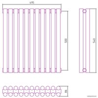 Стальной трубчатый радиатор Сунержа Эстет-11 500х495 11 секций (белый)