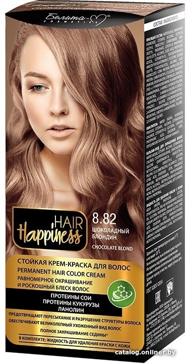 Крем-краска для волос Белита-М Hair Happiness Стойкая 8.82 шоколадный блондин