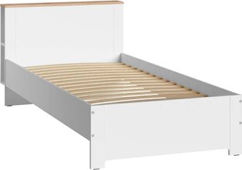 Кровать Mobi Джастин 11.54 90x190 (белый PE шагрень/дуб белый Exclusive/белая шагрень)