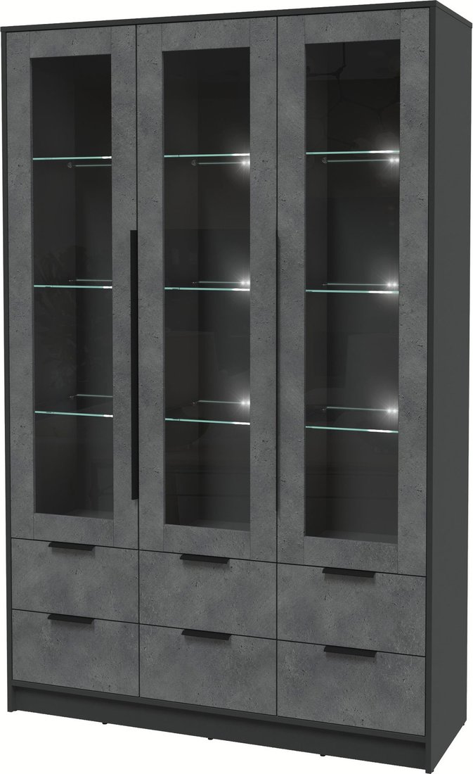 

Шкаф-витрина Интерлиния Концепт КТ-ШВ3 с подсветкой (бетон портленд/антрацит)