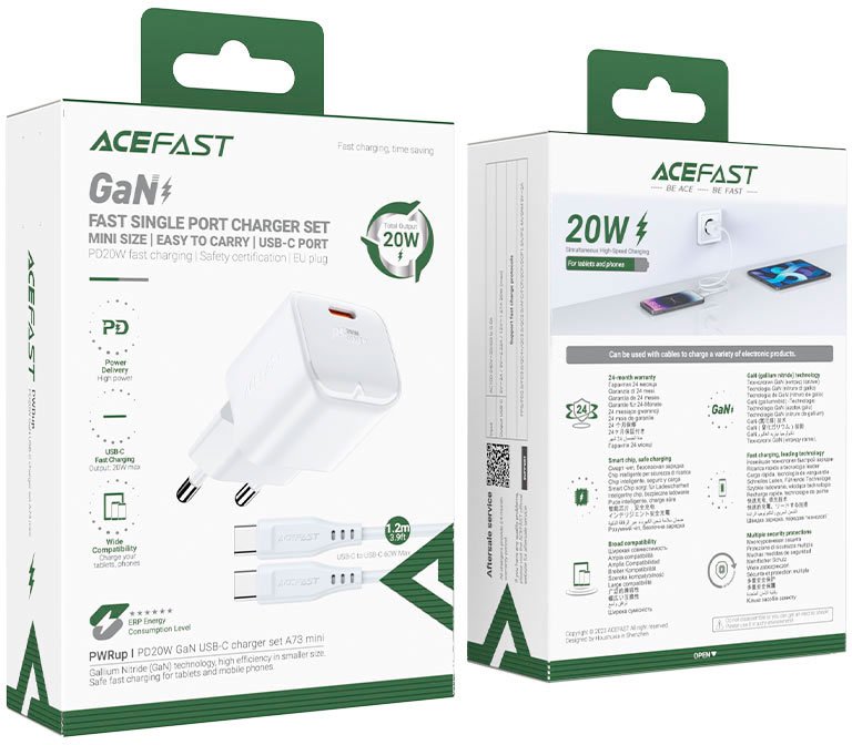 

Сетевое зарядное AceFast A73 USB Type-C (белый)