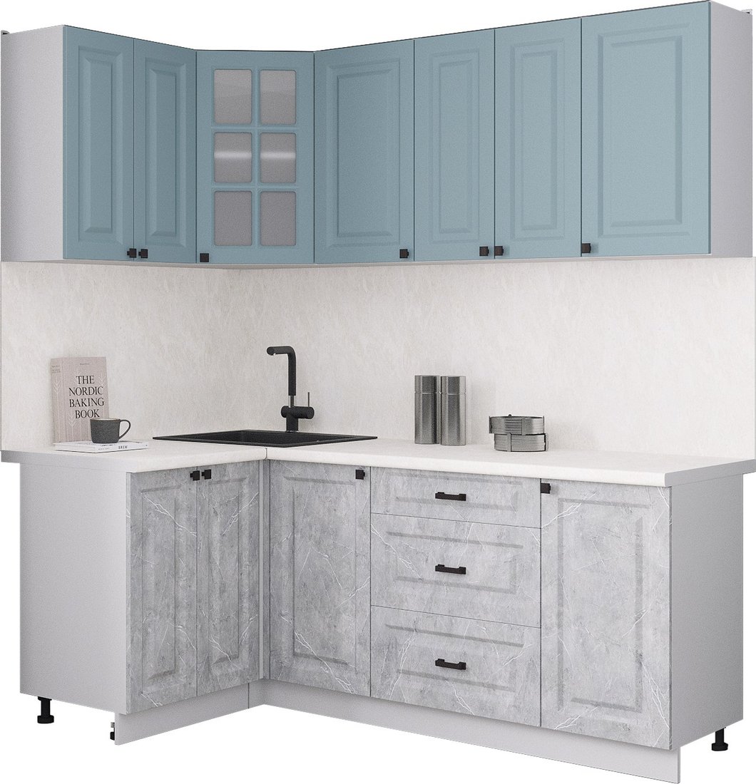 

Готовая кухня Интерлиния Мила Деко 1.2x2.0 (керамика/океан/опал светлый)