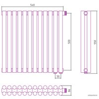 Стальной трубчатый радиатор Сунержа Эстет-11 EU50 500х540 12 секций (матовый черный)