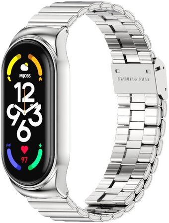 Браслет Mijobs блочный для Xiaomi Smart Band 7 (серебристый)