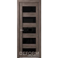 Межкомнатная дверь Юркас Deform D12 ДО 80x200 (дуб шале графит/lacobel черный лак)