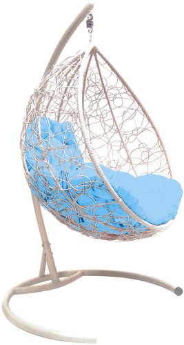 M-Group Капля 11020103 (белый ротанг/голубая подушка)