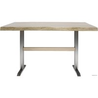 Кухонный стол Buro7 Двутавр 120 (с обзолом, дуб беленый/серебро)