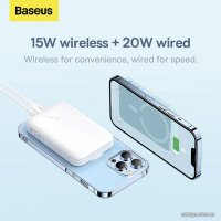 Внешний аккумулятор Baseus Magnetic Mini Wireless Fast Charge Power Bank 10000mAh 20W (белый)