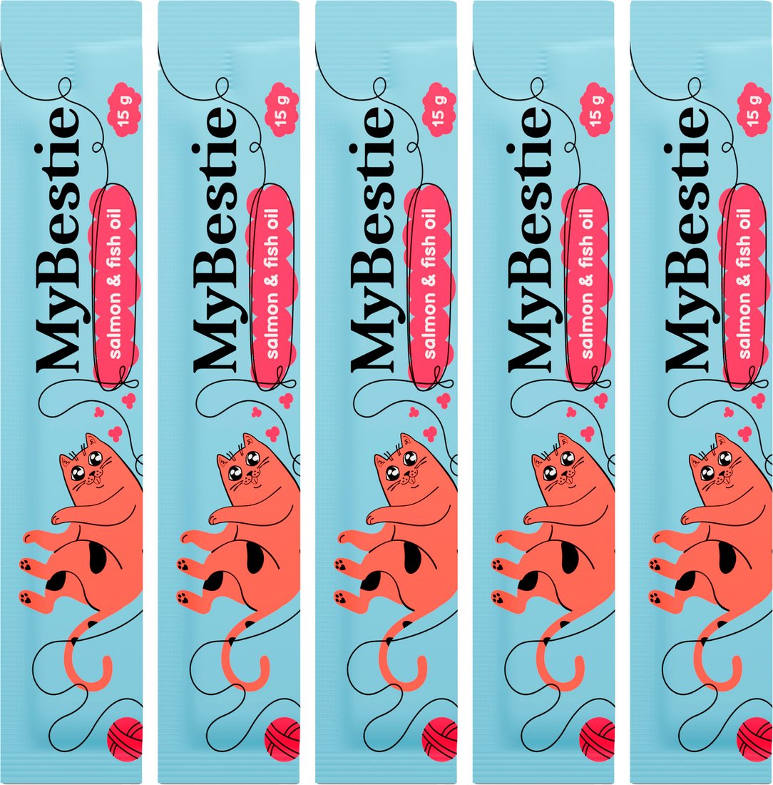 

Лакомство для кошек MyBestie Лосось и Рыбий Жир (5x15 г)
