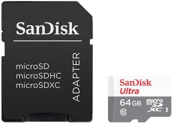 Карта памяти SanDisk Ultra SDSQUNR-064G-GN3MA microSDXC 64GB (с адаптером)
