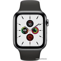 Умные часы Apple Watch Series 5 LTE 44 мм (сталь черный космос/черный спортивный)