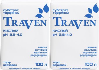Торф Traven кислый рН 2.8-4.0 (100 л) 2 шт
