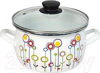 

Кастрюля Сантэкс Луговые цветы 1-2430112 (белый)