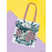 Сумка шоппер JoyArty Капитанский череп в розаx ткань под лен bsh_28518