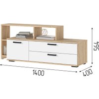 Тумба Стендмебель Санса ТВ-01 под тв (белый/дуб сонома)