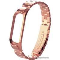 Браслет Bingo металлический, блочное плетение для Xiaomi Mi Band 5/6 (розовое золото)