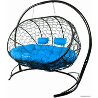 Подвесной диван M-Group Лежебока 11180410 (с черным ротангом/синяя подушка)