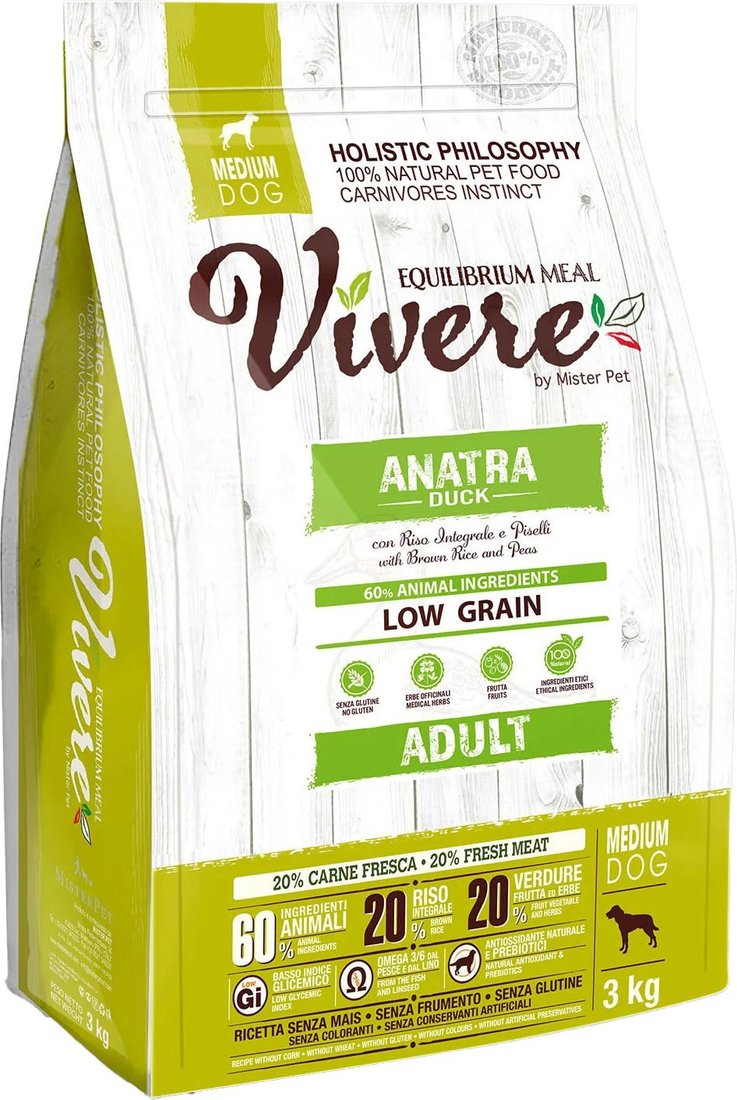 

Сухой корм для собак Vivere Medium Adult Duck 3 кг